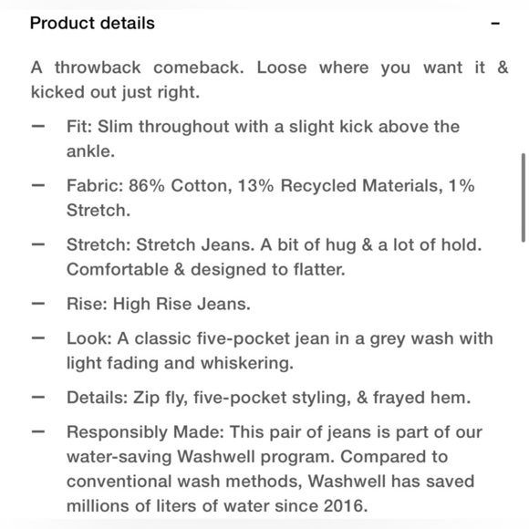 NWT GAP High Rise Kick Fit, Grey Wash - 28/6p - Picture 8 of 9